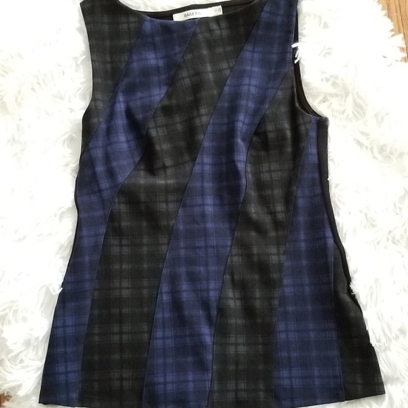 Bailey 44 Blue & Black Diagonal Plaid Top - Picture 2 of 5